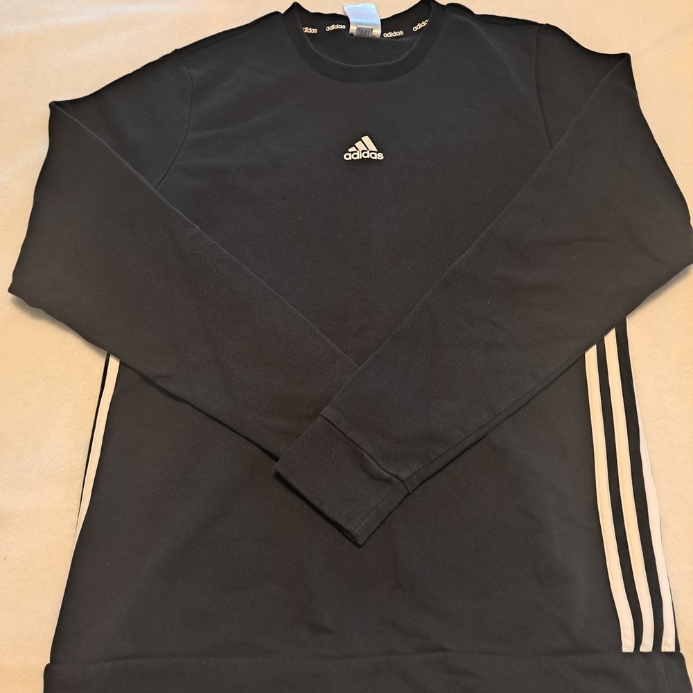 adidas Black Crewneck Sweatshirt with Branded Neck Trim